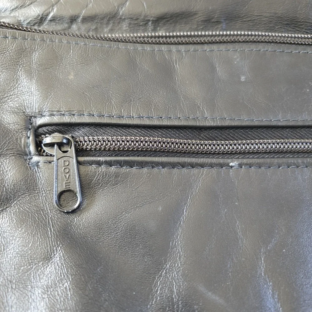 Vintage 60s Black Leather Flap Clutch Purse Large Envelope Mixed Metallic Detail